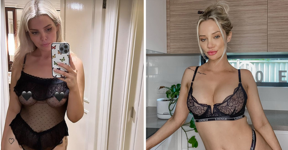 MAFS’ Olivia Frazer and Jessika Power in black lingerie.