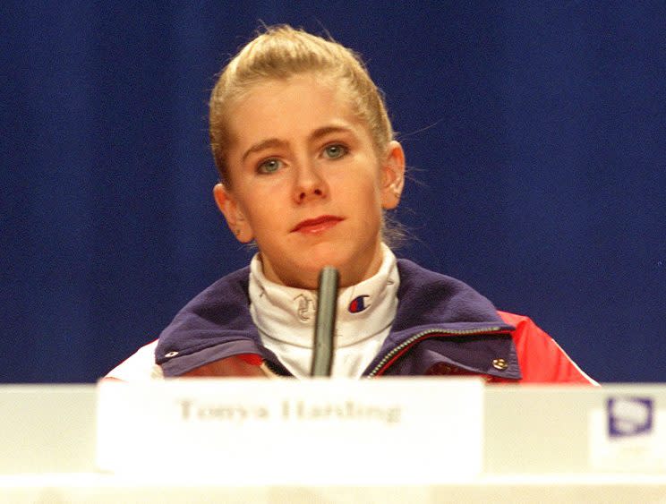 18 FEB 1994: TONYA HARDING DURING TODAYS PRESS CONFERENCE AT THE MAIN PRESS CENTRE LILLEHAMMER, NORWAY. Mandatory Credit: Phil Cole/ALLSPORT