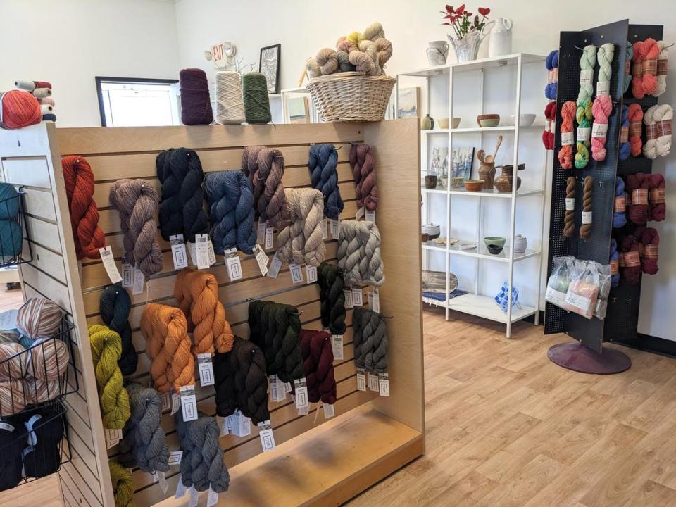 Weave & Wobble in Belleville sells a variety of yarns for knitting and crochet, as well as pottery made by owner Nicole Shanks.