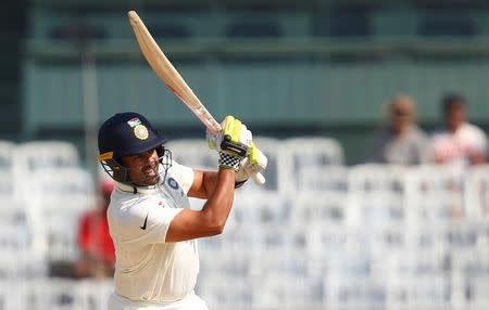 Cricket - India v England - Fifth Test cricket match - M A Chidambaram Stadium, Chennai, India - 19/12/16. India's Karun Nair plays a shot. REUTERS/Danish Siddiqui