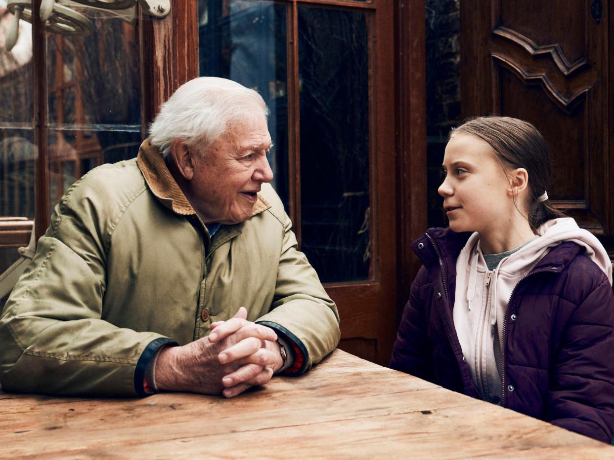 Greta Thunberg with David Attenborough (PA)