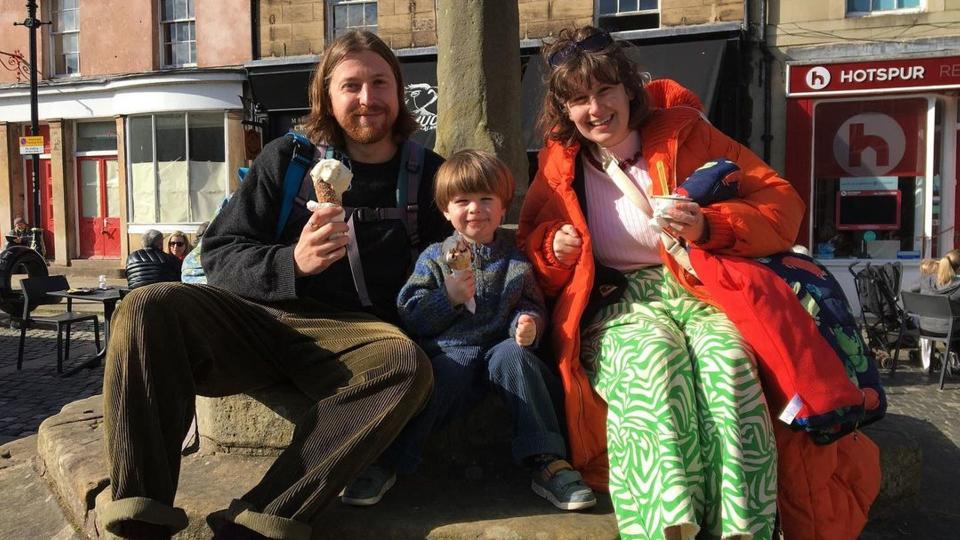 Helena Worthington with partner Daniel and their son Edwin