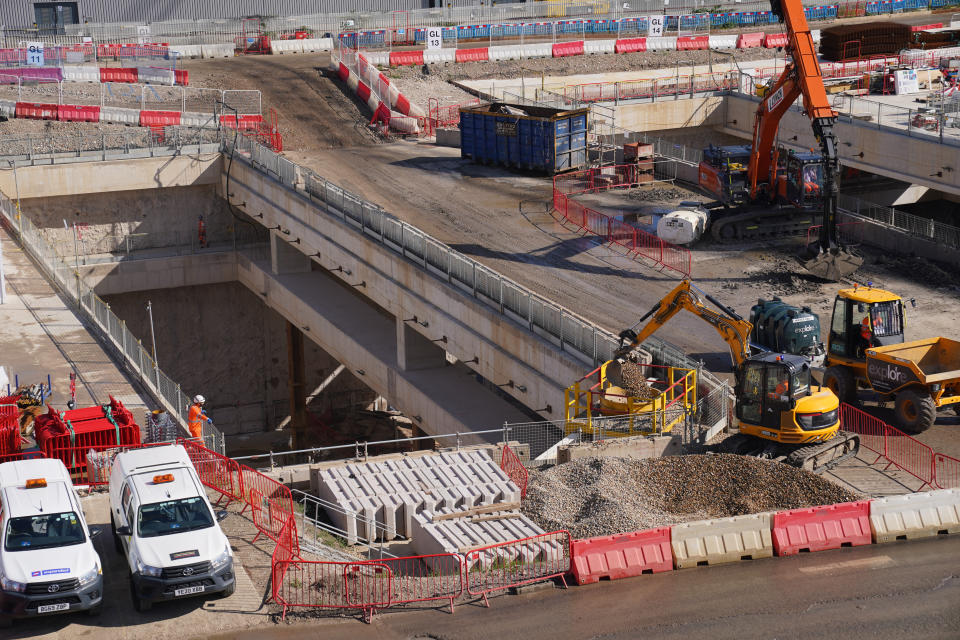 A general view during a tour of the HS2 site at Old Oak Common station in west London. Picture date: Thursday August 10, 2023. PA Photo. See PA story RAIL HS2. Photo credit should read: Lucy North/PA Wire