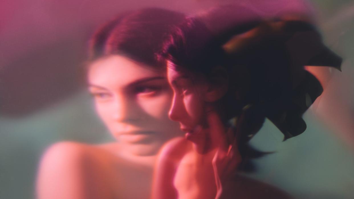 two portraits of a model, blurred for fantastical effect
