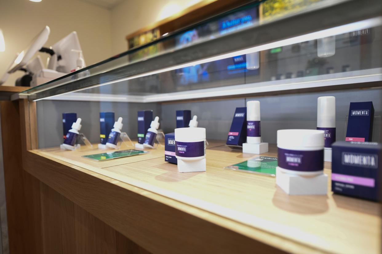 Products sit in a display case at a Trulieve Medical Marijuana Dispensary.