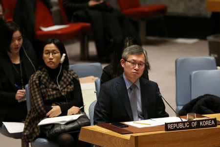 Ambassador and Deputy Permanent Representative of the Republic of Korea to the United Nations HAHN Choong-hee attends the United Nations Security Council session on imposing new sanctions on North Korea, in New York, U.S., December 22, 2017. REUTERS/Amr Alfiky