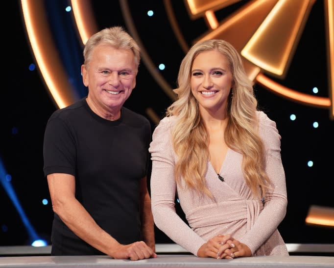 Pat Sajak with his daughter, Maggie, on the set of Wheel of Fortune.