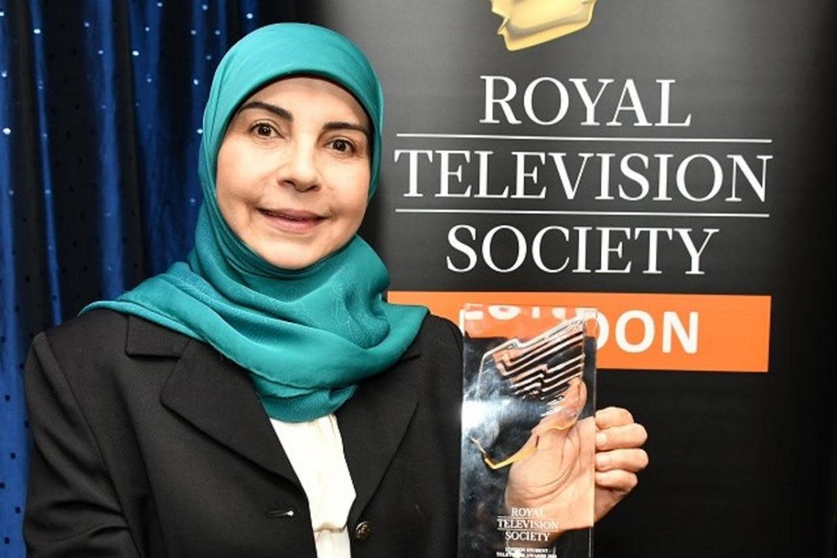 Sanaa Hamdoun with her Television Society award <i>(Image: MDX)</i>