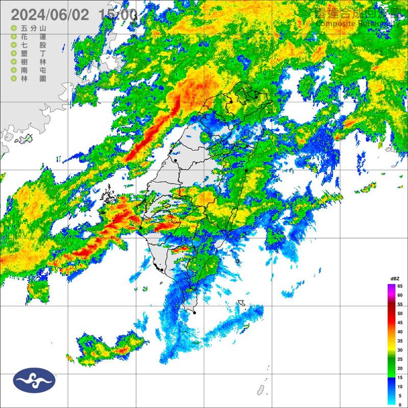 氣象署在今（2）天15:10發布大雨特報