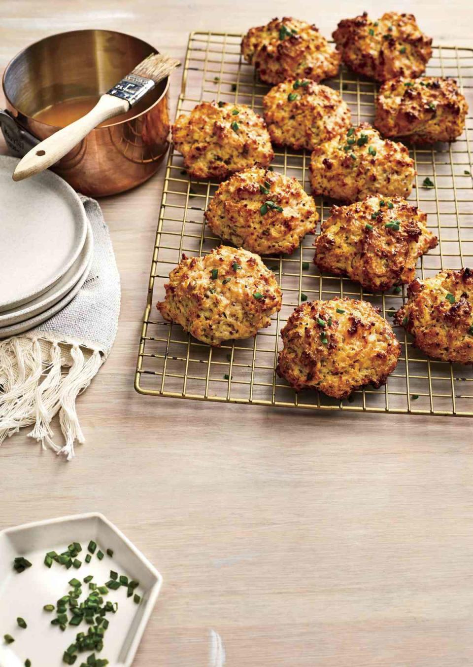 Buttery Chive-and-Mustard Drop Biscuits