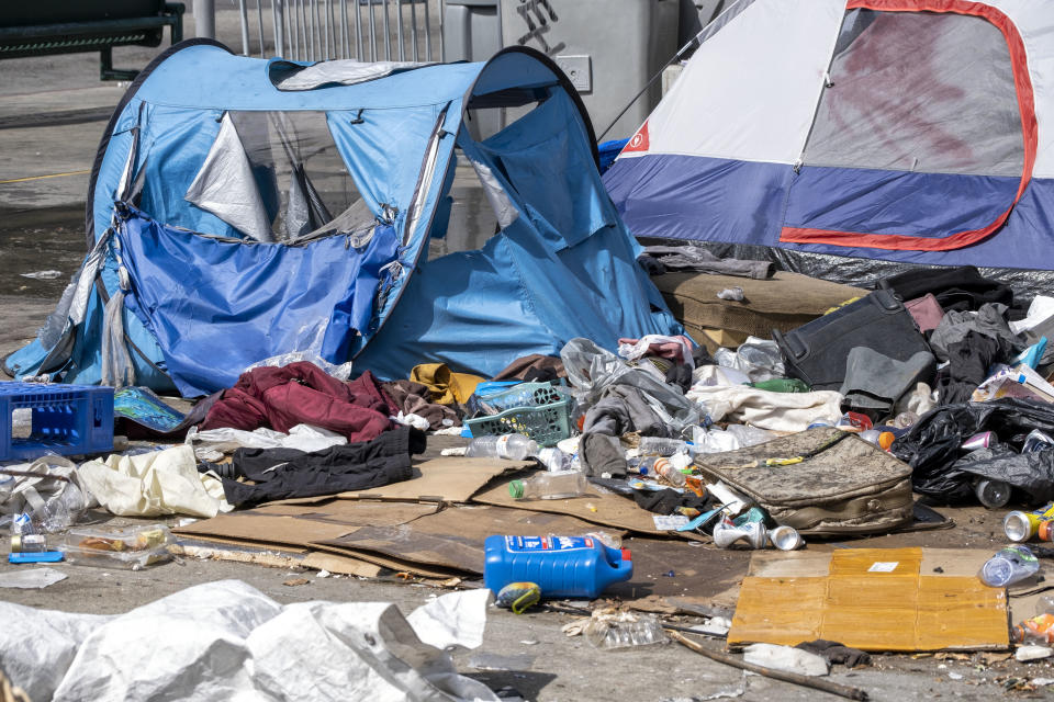 A homeless encampment