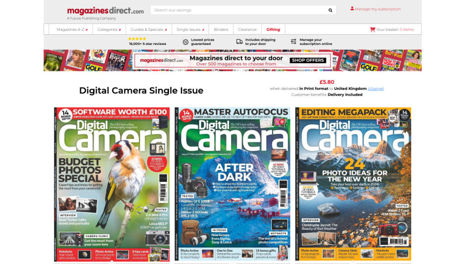 Magazines Direct home page for buying single issues of Digital Camera magazine