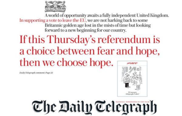 The Daily Telegraph - Vota por salir de la UE