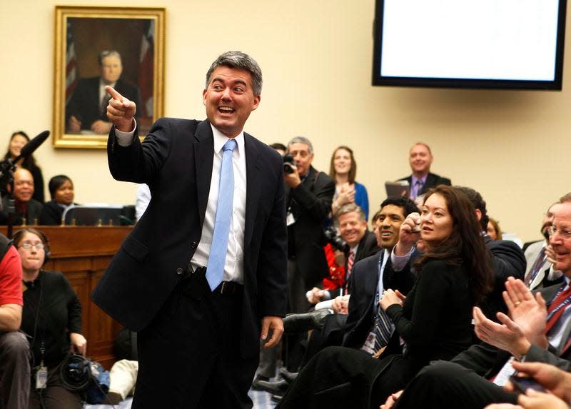 New U.S. Rep. Cory Gardner (R-CO) reacts after picking number one in the office lottery for all new House members of Congress in Washington in this file photo from November 19, 2010.  REUTERS/Larry Downing/Files