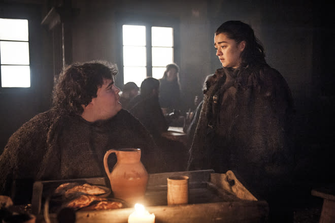 Ben Hawkey and Maisie Williams in Game of Thrones | Helen Sloan—HBO.