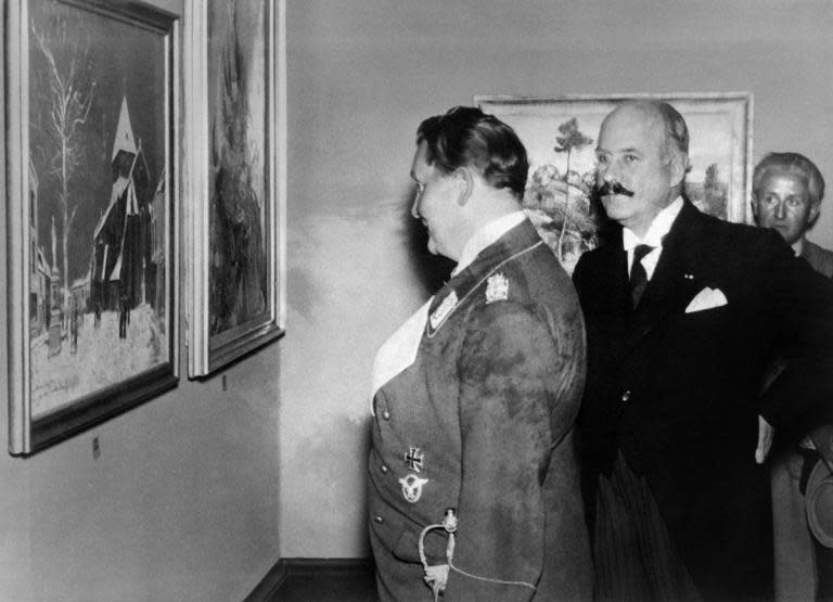 German Nazi General Staff Chief Hermann Goering visits an art exhibition during the opening ceremony of the "House for German Art" on July 18, 1937