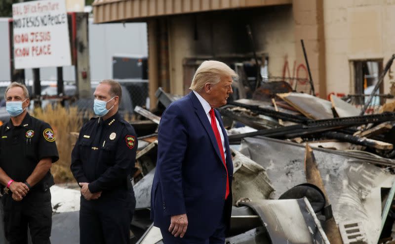 U.S. President Trump visits site of protests against police brutality and racial injustice in Kenosha, Wisconsin