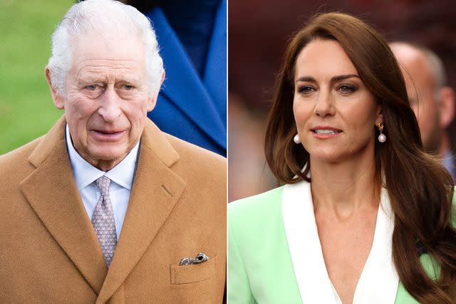 <p>Samir Hussein/WireImage; Clive Brunskill/Getty Images</p> (Left) King Charles on Christmas in 2023; (Right) Kate Middleton at Wimbledon in July 2023.
