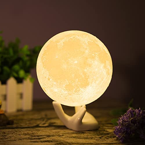 21) Moon Lamp Balkwan 3.5 inches 3D Printing Moon Light uses Dimmable and Touch Control Design,Romantic Funny Birthday Gifts for Women ,Men,Kids,Child and Baby. Rustic Home Decor Rechargeable Night Light