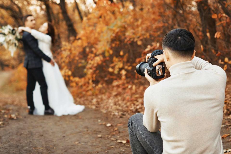 <p>Erstudiostok/Getty</p> Stock photo of bride and groom 