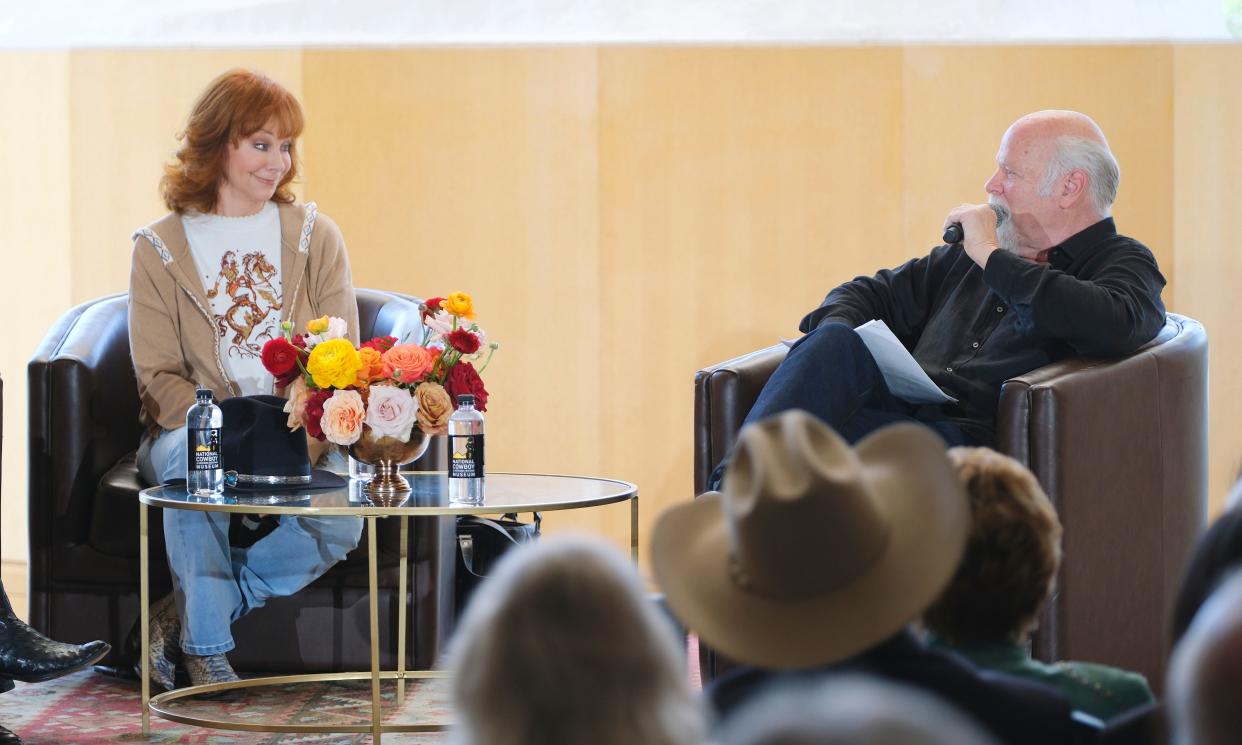 Entertainment icon Reba McEntire, who is receiving the Lifetime Achievement Awards at the Western Heritage Awards April 13 at the National Cowboy & Western Heritage Museum takes part in a panel discussion with Rex Linn in the morning, Saturday, April 13, 2024.