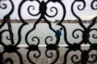 Water starts rising again in Venice, Italy, Saturday, Nov. 16, 2019. High tidal waters returned to Venice on Saturday, four days after the city experienced its worst flooding in 50 years. (AP Photo/Luca Bruno)