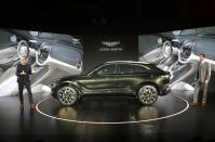 Aston Martin DBX, the company's first sport utility vehicle, is displayed at its global launch ceremony in Beijing