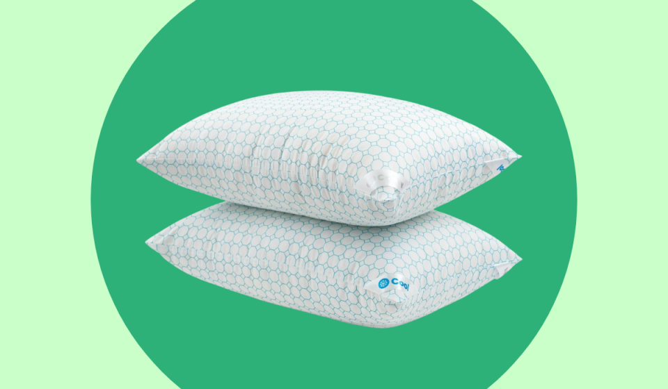 2 white cooling pillows, stacked