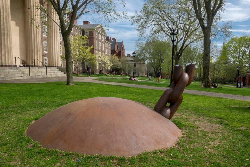 Brown University's memorial to slavery at the front of the campus. Since the U.S. Supreme Court's decision striking down affirmative action programs in college admissions, Brown is exploring alternative ways to ensure the diversity of its student body.