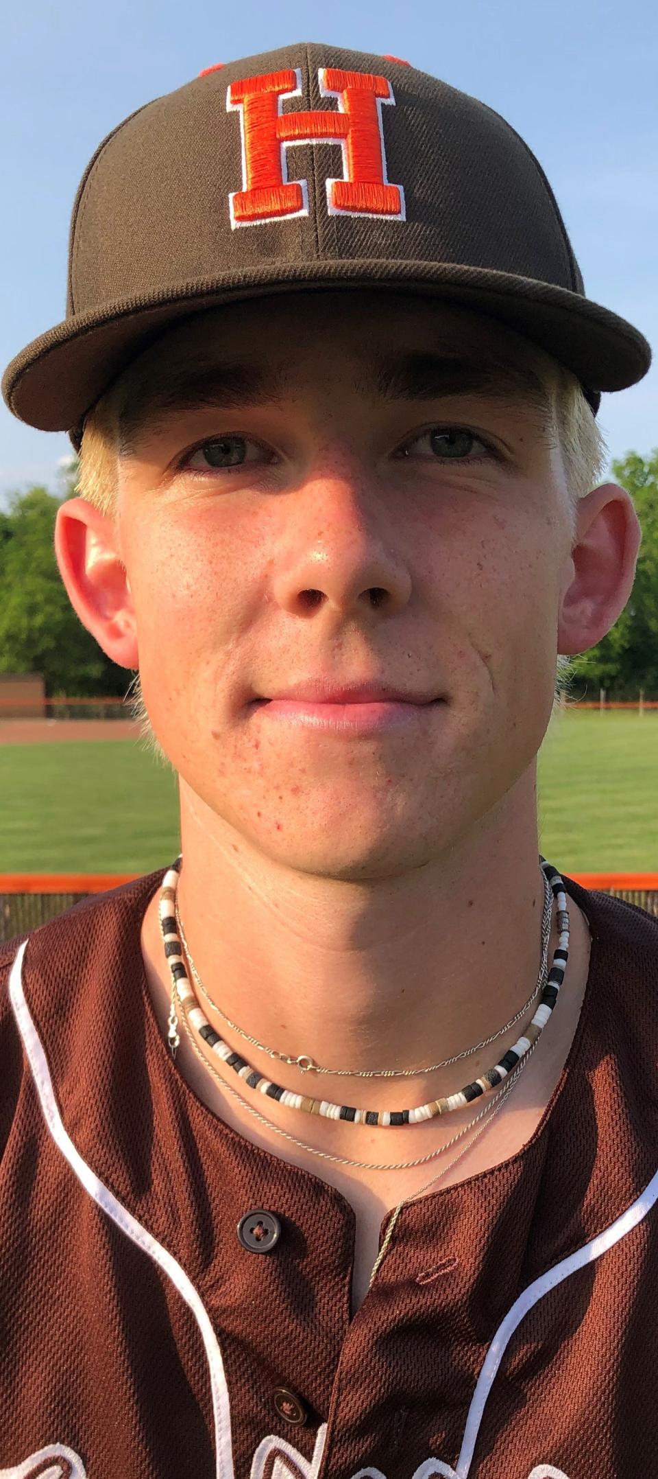 Hayden Woodward pitched a 4-hitter and knocked in two runs in Heath's 11-1 win over Grandview Heights on Monday.