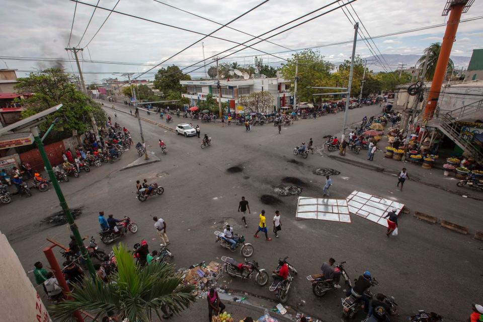 Main roads through the city of Port au Prince are blocked after Sunday's clash between Haitian police and the army in Port au Prince, Haiti February 24, 2020.