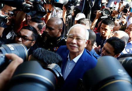 Malaysia's former prime minister Najib Razak arrives to give a statement to the Malaysian Anti-Corruption Commission (MACC) in Putrajaya, Malaysia May 22, 2018. REUTERS/Lai Seng Sin