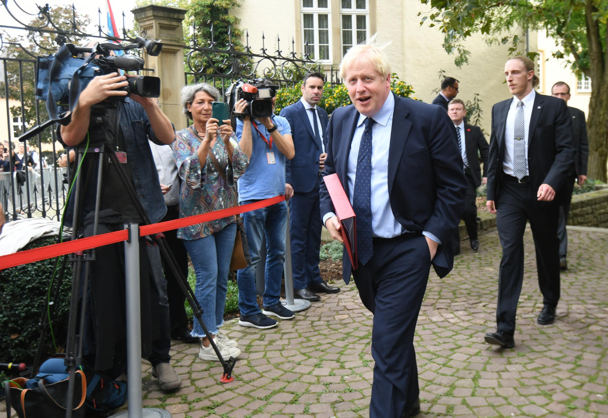 Prime Minister Boris Johnson arriving for his meeting with Luxembourg Prime Minister Xavier Bettel at the Ministry of State in Luxembourg. (PA)