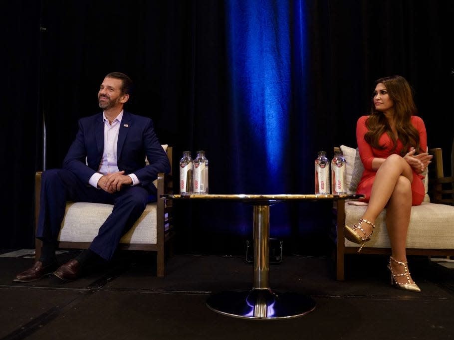 Donald Trump Jr. and Kimberly Guilfoyle at a book signing to promote his book "Liberal Privilege" in October 2020.