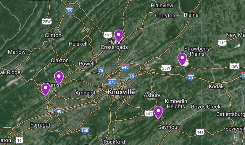 The purple markers represent the areas listed above where town center development would be encouraged. This represents only five areas and the rest can be found on the Future Land Use map.