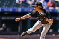 Miami Marlins starting pitcher Nick Neidert throws during the first inning of a baseball game against the New York Mets, Thursday, April 8, 2021, in New York. (AP Photo/John Minchillo)