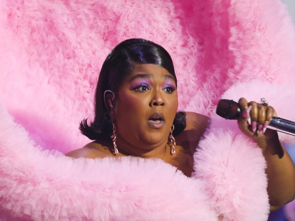 Lizzo performs onstage at the Brits (Getty Images)