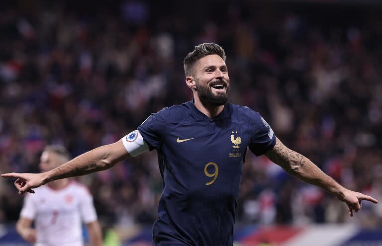 Olivier Giroud celebra un gol contra Gibraltar en la clasificación de la Euro