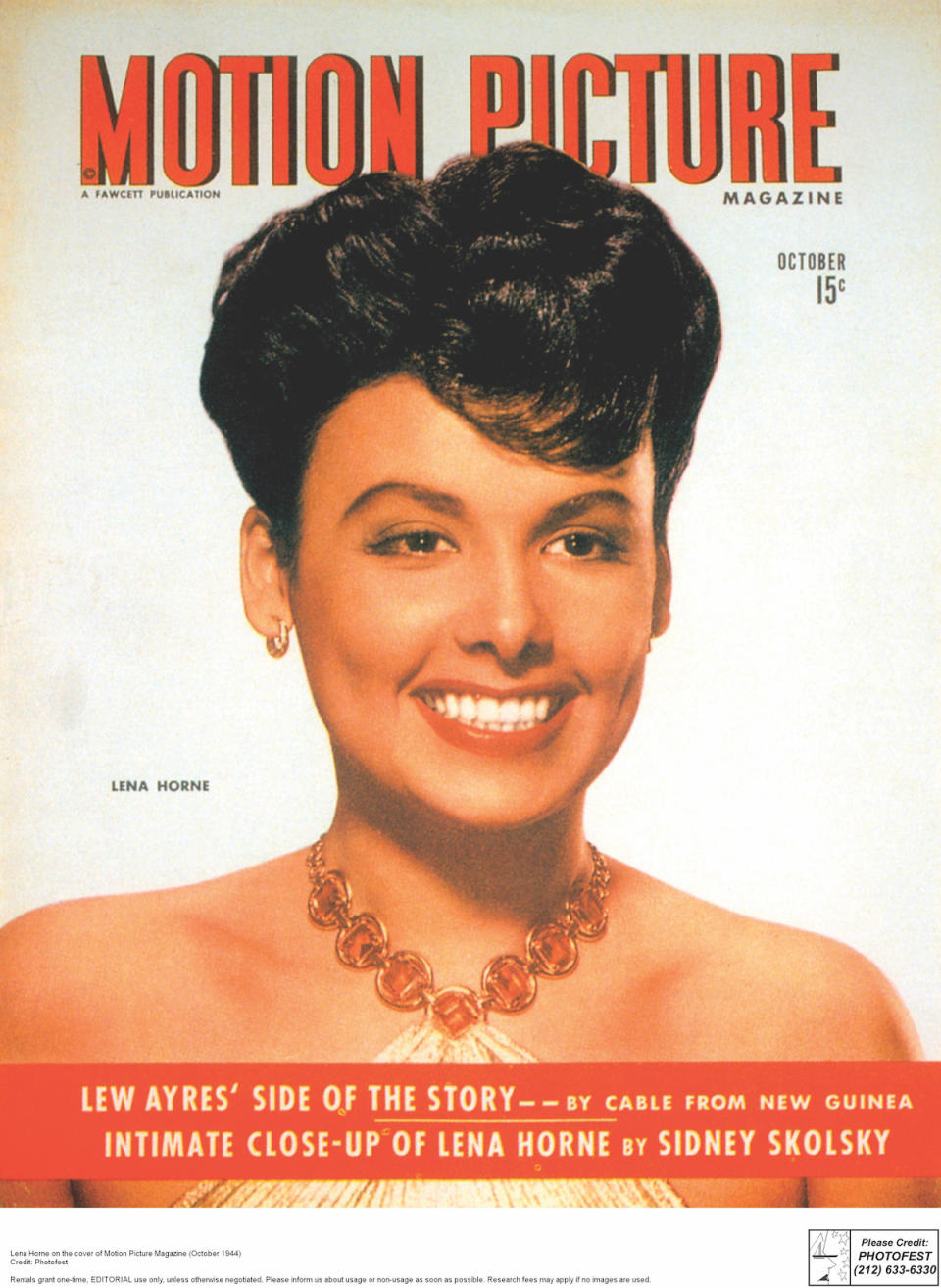 Lena Horne on the cover of Motion Picture Magazine (October 1944)