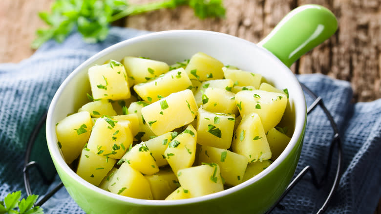 boiled potatoes with parsley