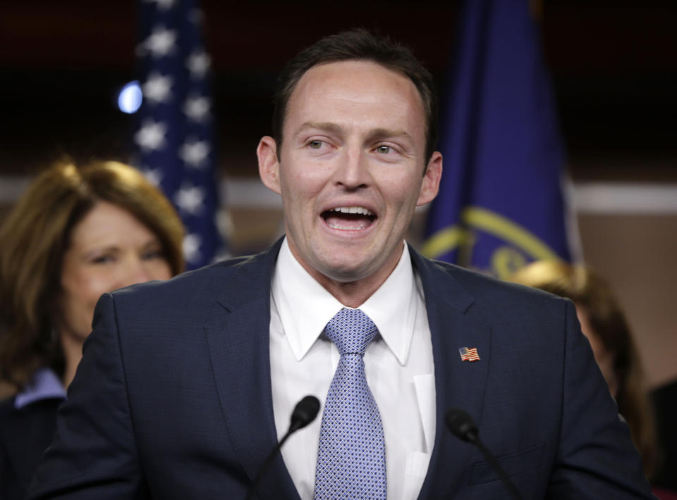 Rep.-elect Patrick Murphy, D-Fla., speak during a news conference with newly elected Democratic House members, on Capitol Hill in Washington, Tuesday, Nov. 13, 2012. (AP Photo/Pablo Martinez Monsivais) 