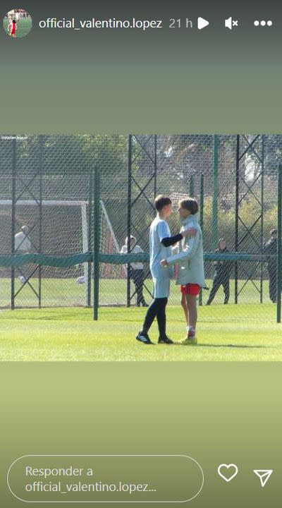 Valentino López en el entrenamiento de River