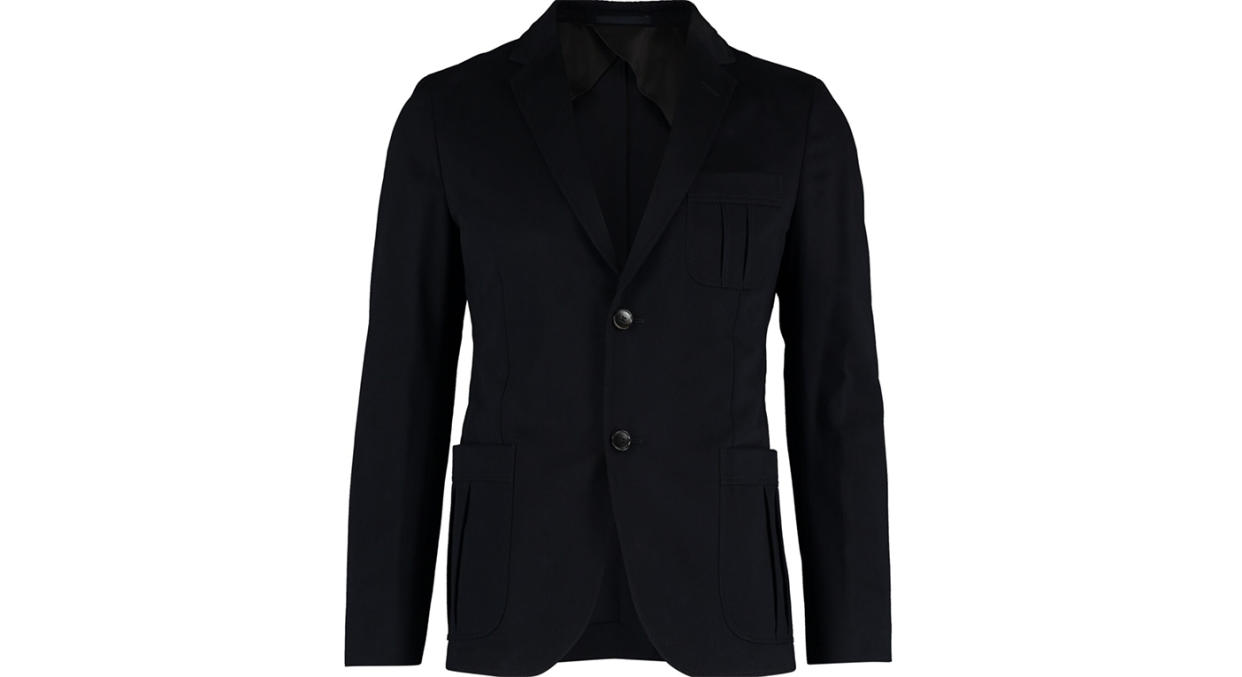 Navy Pin Tuck Pleated Pocket Blazer