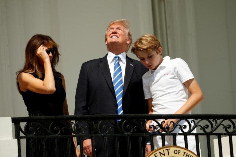 Donald Trump mocked for looking at solar eclipse without protective glasses