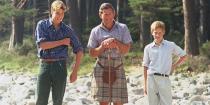 <p>Prince William, Prince Charles, and Prince Harry pose for a photo at their holiday home, Balmoral, in Scotland.</p>