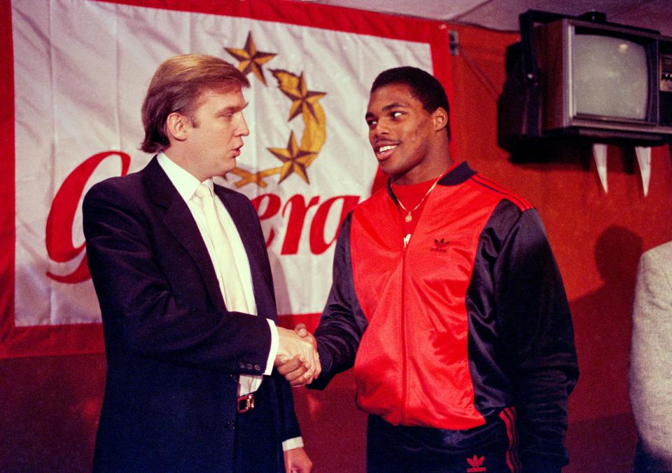 New Jersey Generals owner Donald Trump shakes hands with Herschel Walker in 1984, after Walker agreed to a 4-year contract with the USFL team. A spring football league, done the right way, could work. The United States Football League came up with the most feasible concept back in the 1980s, only to crumble after just three seasons.
