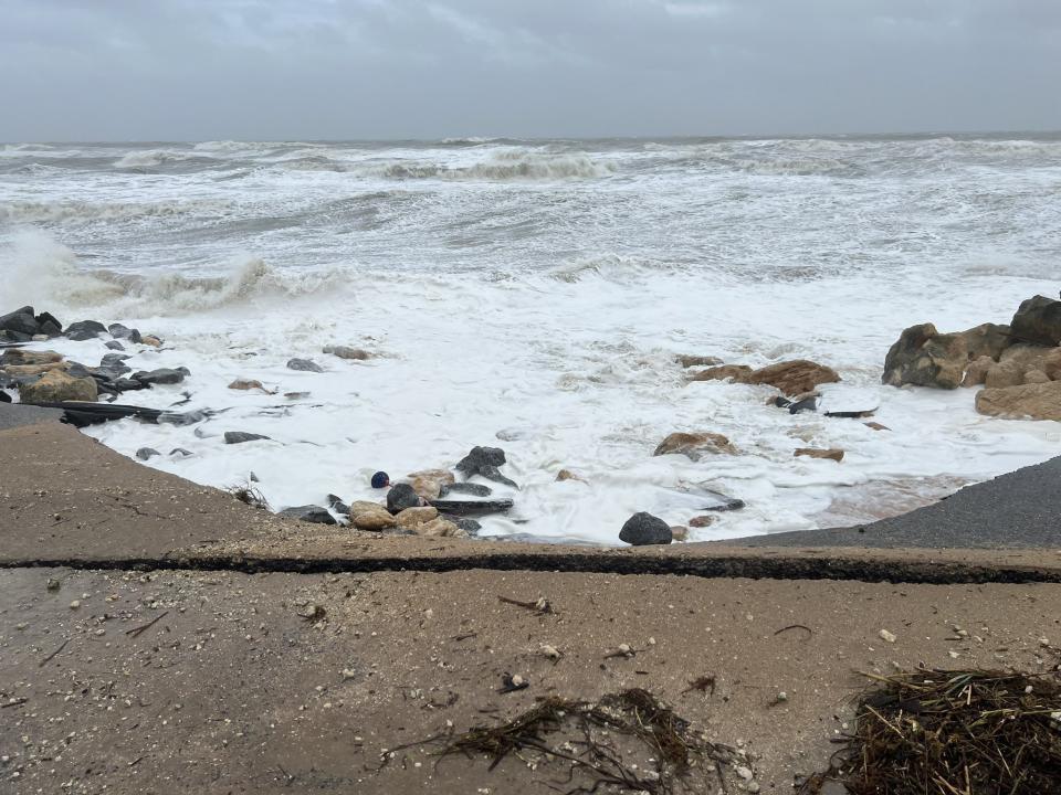 Part of A1A collapses in Flagler Beach due to Tropical Storm Nicole.