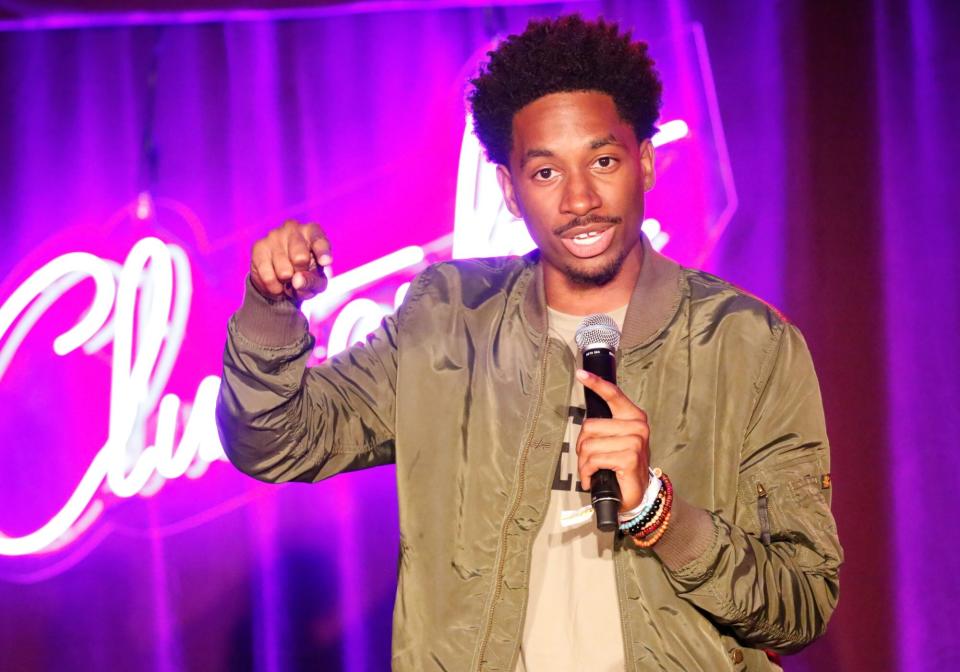 SAN FRANCISCO, CA - JUNE 03: Comedian Jak Knight performs onstage at Room 415 Comedy Club during Colossal Clusterfest at Civic Center Plaza and The Bill Graham Civic Auditorium on June 3, 2017 in San Francisco, California. (Photo by FilmMagic/FilmMagic)