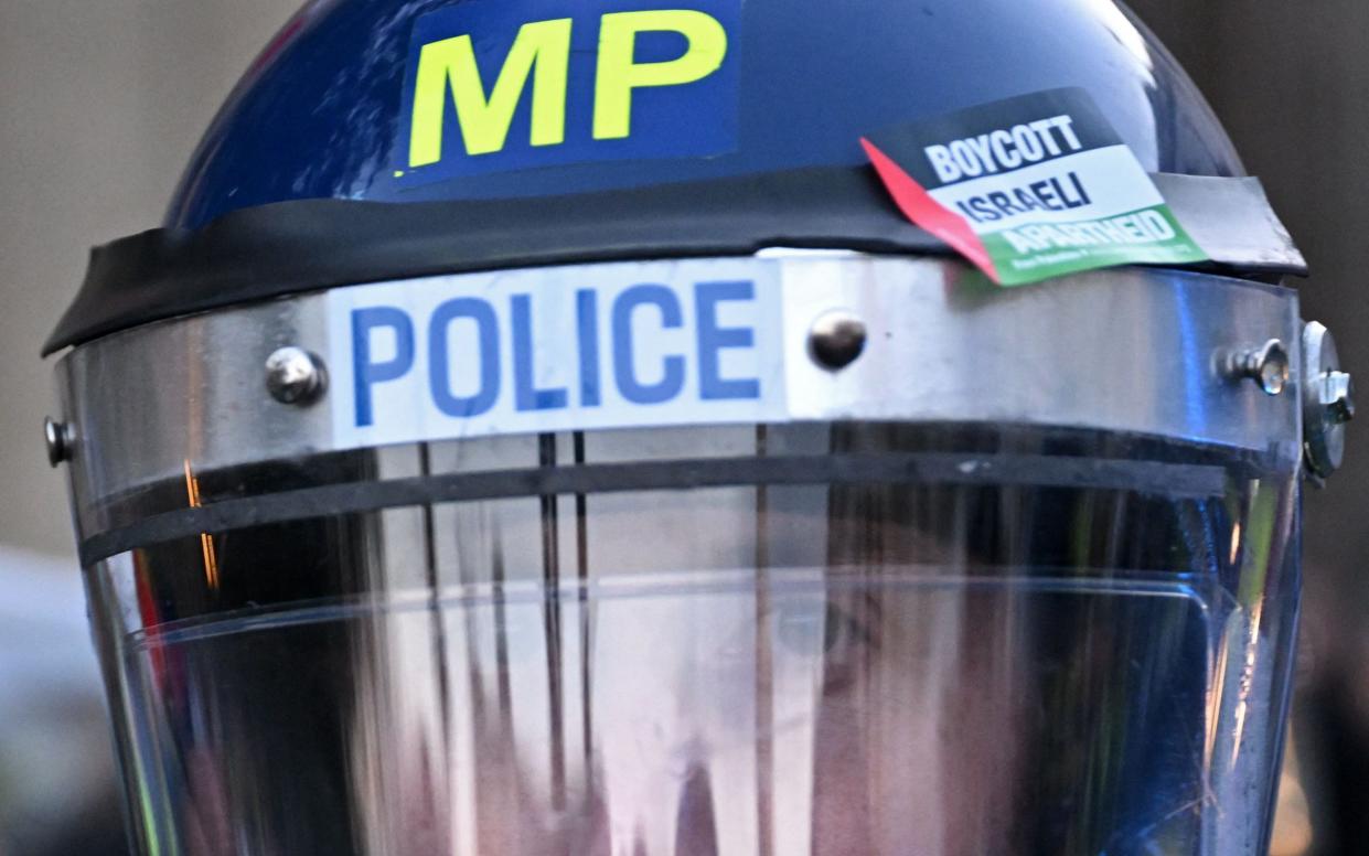 A police officer in Trafalgar Square after a 'March For Palestine'