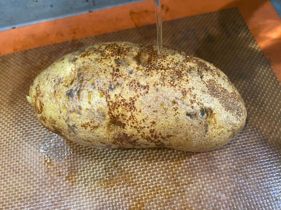 potato on a lined baking tray